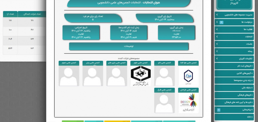 انتخابات کانون‌های فرهنگی و اجتماعی و انجمن‌های علمی دانشجویی برگزار گردید.